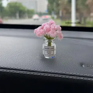 Car Interior Decoration, Mini Simulation Flower Vase Design Car Ornament, Car Interior Decoration Accessories for Women & Girls, Car Desktop Decor, Car Trinkets, Girly Car Accessories