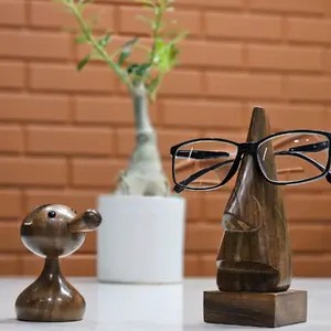 Antique Wooden Decor Glasses Holder Creative HeadDesign Glasses Storage Rack for Home Office Desktop Head Decoration & Stylish Glasses Display Stand