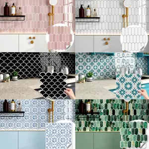 20PCS Waterproof Vinyl Peel and Stick 3D Brick Wall Tile Sticker, Decor for Kitchen & Room Backsplash (Green/Blue/Pink)