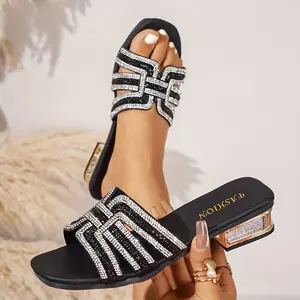 Rhinestone Intertwined Sparkling High Heels, Mid-Heel Design with Sparkling Rhinestones, Suitable for Casual, Vacation, Wedding, Party And Other Occasions, Women Shoes