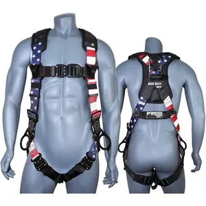 Fall Protection PremiumSafety Harness, Vented & Padded Shoulder, Legs and Back, 3 D-Rings, Tongue Buckle