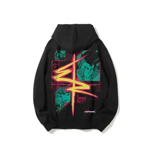 Solid Cotton Collection Cyberpunk Edgerunners David and Lucy Print Unisex Hooded Pullover Hoodie Anime Merch Soft Skin Friendly Street Fashion Trendy Unisex Clothing