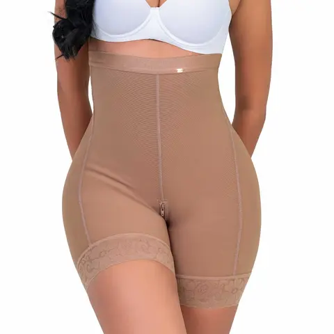 Women's Faja Colombiana la discreta Basic High-Waisted Leg Shaping Shorts - Ultra Invisible, Elastic, Comfy, Fits Everyday Wear, Straps Included, SMI04004 La Discreta