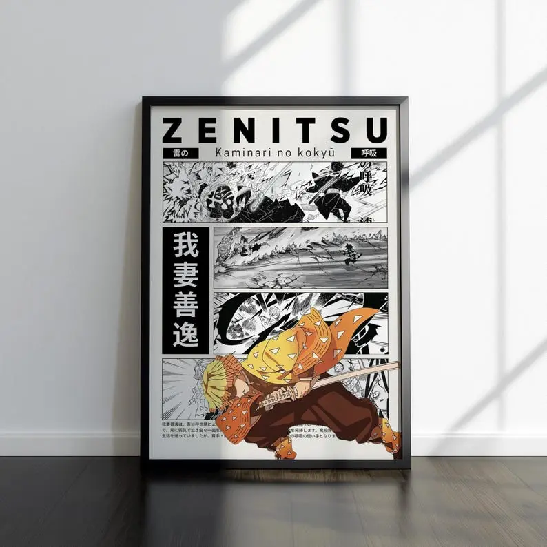 Zenitsu Demon Slayer Anime Poster Print, Zenitsu Manga Poster, Gift For Demon Slayer Fan, Gift for Anime Fan, Home Wall Decor, Manga Print