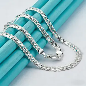 925 Silver Plated Curb Chain Necklace 5mm | Nickel-Free & Tarnish-Resistant, Hip Hop Silver Chain, Perfect Gift for Men & Women, Shiny Silver Link Chain for Everyday Wear