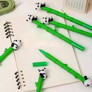 5Pcs Creative Bamboo Panda Shaped Gel Pen Cartoon Cute Gift Pen Black Signature Pen Good-looking Student Stationery Pen Set
