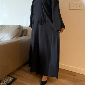 Sara Closed Abaya with Floral Print - Elegant Blue Design for Comfort and Style