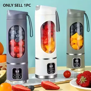 Portable USB Rechargeable Blender with LED Display, 15.22oz Capacity, Ideal for Smoothies & Milkshakes, Compact Fresh Juice Mixer