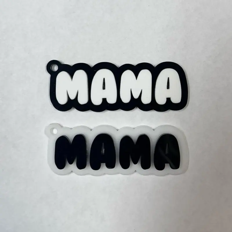 MAMA Acrylic Keychain Jewelry for Women, Chic Neutral Color Circular Pendant, Cute Bag Charm for Purses with Clicker Clip, Acrylic Keychain Keychains