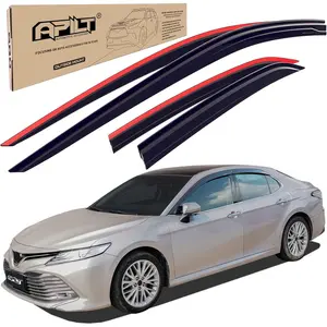 Outside-Mount Rain Guards Window Visors for 2018-2024 Toyota Camry Full-Size Wind Vent Deflectors Car Accessories Dark Smoke 4-Piece Set with Longer and Waterproof Steps