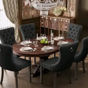 Modern Mid-Century Tufted Velvet Dining Chairs - 6 Piece Set