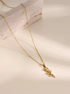 Elegant Rose Flower Pendant Necklace for Women, Stainless Steel Jewelry, Perfect Gift for Daily Wear & Holidays