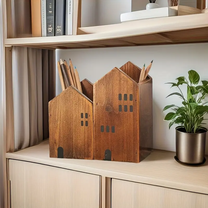 2pcs Set Japanese Retro Wooden House-Shaped Storage Boxes - Vintage ...