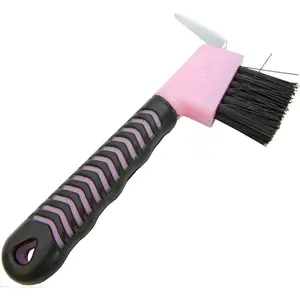 Rubber Handle Hoof Pick w/Brush for Horses, Hoof Pick for Easy Horse Hoof Cleaning, Horse Grooming Supplies