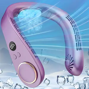 Neck fan rechargeablepersonal fan around neck air conditioner with cooling platepowerful soundless hands free ac coolersmall cold face necklace devices for fathers day birthday gifts purple