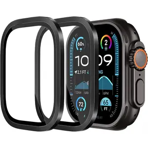 Watch Ultra 3 Screen Protector for  Watch Ultra 3/Ultra 2/Ultra Screen Protector 49mm,9H Tempered Glass + Titanium Alloy Frame [Keep  & ]  Lightweight Protective Glass Film. (Black)