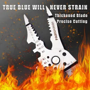 Professional 9 in 1 Wire Stripper & Crimper, Heavy-Duty AWG 6-16 Cutter with Comfort Grip for Electricians