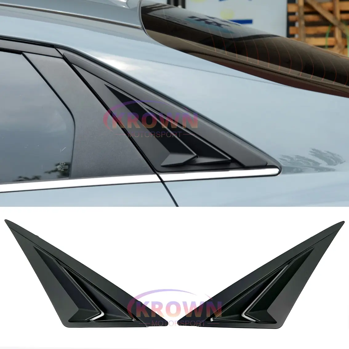 FITS 2021-2026 HYUNDAI ELANTRA MATTE BLACK 2 PCS SPORT REAR SIDE LOUVER VENT COVER