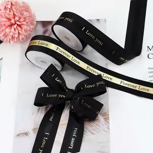 Letter Valentine's Day Gold Foil Love Ribbon, 5 Yard Roll for DIY Handmade Gifts, Holiday Gift Wrapping Accessories, Gift Wrapping Supplies