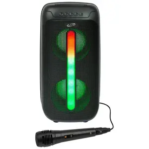 iLive Jam Time Wireless Bluetooth Speaker with LED Light Effects & Microphone - Rechargeable Indoor Outdoor Party Music Audio System