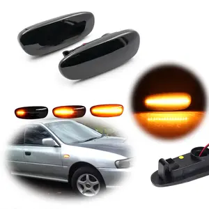 2pcs Sequential Smoked LED Side Marker Signal lamps Light For 1993 1994 1995 1996 1997 1998 1999 2000 2001 Subaru Impreza GC GM GF,Replace OEM 84401FA050 84401FA040