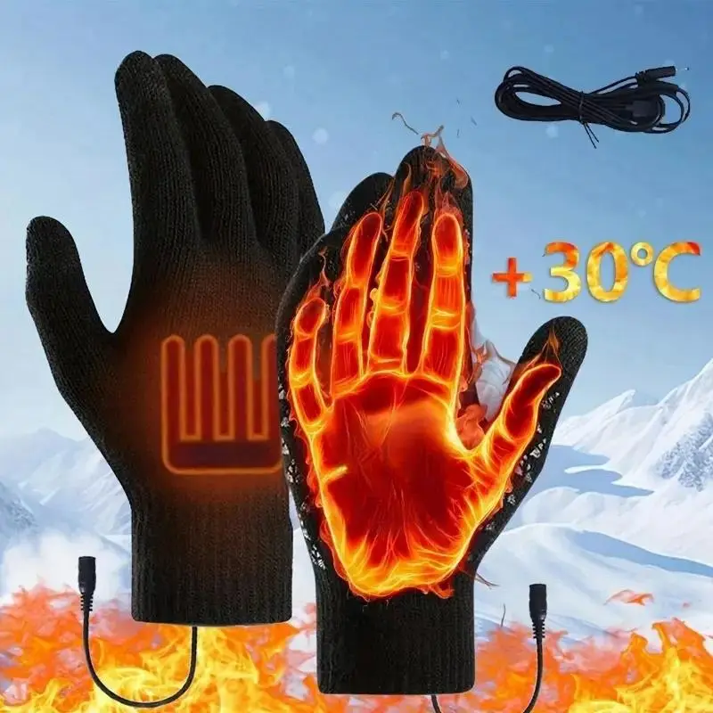 USB Heated Gloves, Touch Screen Compatible, Warm Heating, Elastic Cuffs, Thickened Non-slip Design, Wear-resistant, without Battery, USB Can Only Be U