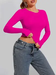 Womens Long Sleeve Athletic Tops with Thumb Holes – Dry Fit Active Crewneck Workout Tees, Athletic Activewear