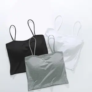 3pcs Women's Solid Ribbed Crop Cami Daily Casual Sleeveless Cropped Top, Women's Underwear for All Seasons, Women's Underwear, Summer Tops western outfits women crop tops​ Spaghetti Strap Seamless Short Minimalist