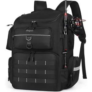 Large Waterproof 45L Fishing Backpack with Rod Holders, Ideal Fishing Gear Gifts for Men, Tackle Boxes Not Included