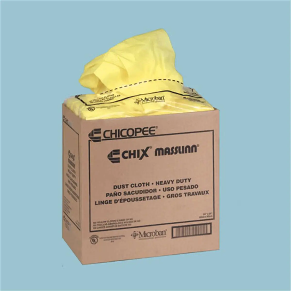 212 MAIN Chicopee Masslinn Square Cotton Dust Cloths, 24x24in Square Shape, Anti-Bacteria, 2-Packs (50 Yellow Cleaning Cloths Total)