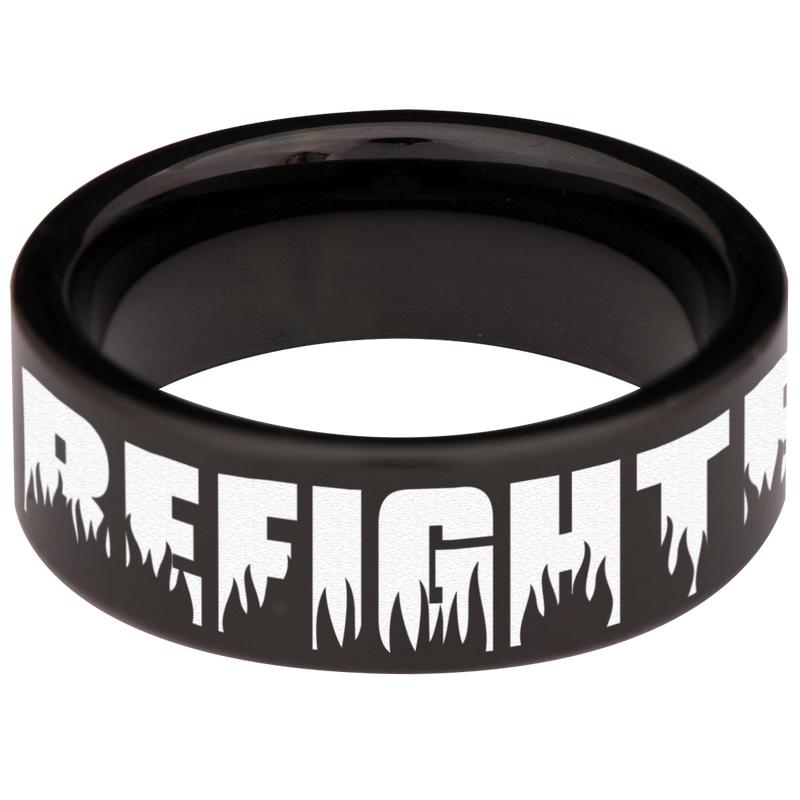 Firefighter Axe American Flag Tungsten Carbide Ring