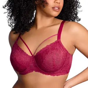 Live Exclusive HSIA Crimson Passion Holiday Colors Floral Lace Underwire Full Coverage Bra