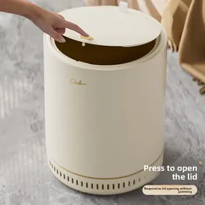 Stylish Round Garbage Bin with Press Lid, Air Pressure Bag Technology, Spacious Capacity, Hygienic Odor Proof, Easy to Use and Clean