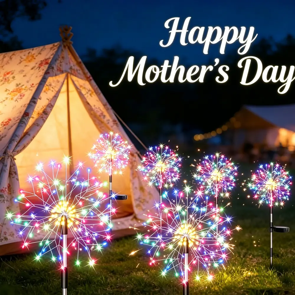 New Solar Dandelion Wire Lamp, Solar Outdoor Lights, Solar Decorative Lights, Flashing Fairy Lamp, 8 Lighting Modes, 150LEDs DIY Fireworks Lamp, Automatic Dark Lighting, Colorful Garden Decoration Lamp, Suitable for Stage, Backyard, Wedding, Gift