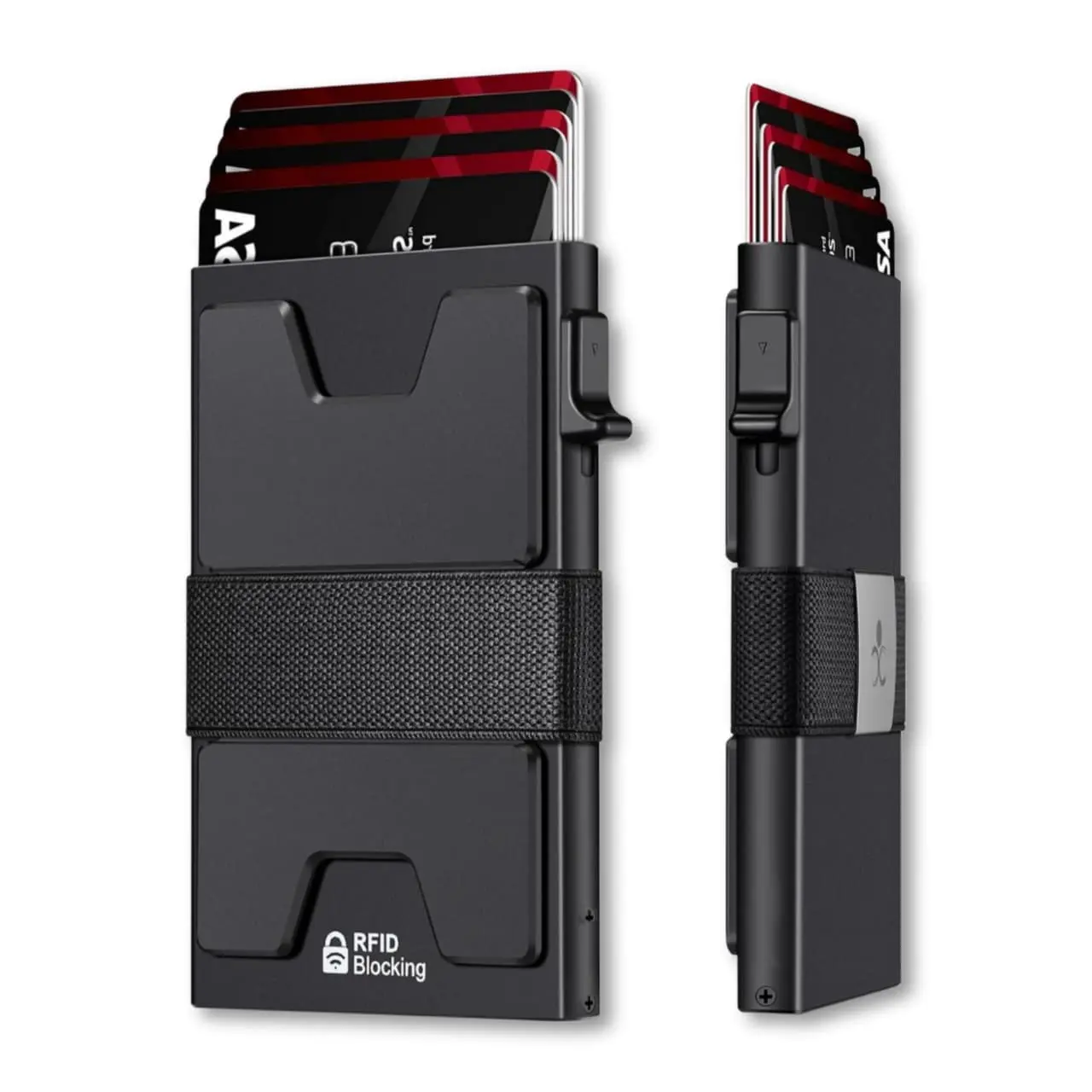 Men's Slim Aluminum RFID Blocking Pop-Up Wallet - Durable Expandable Backplate, RFID Card Slots, Holds 12+ Cards & Cash (Party Gift Option)
