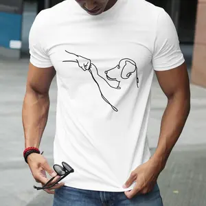 The Dog Friend Printed Modern Minimalist 100% Cotton T-Shirt, Lightweight Round Neck Short Sleeve Tee, Unisex Everyday Wear