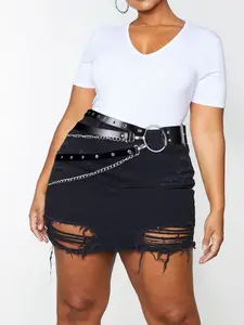 Women's Plus Size Punk Belt Hip Hop PU Leather Fashion Chain Fringe Belt, Sexy Style, All Seasons, No Ca Prop 65, Chain Belts