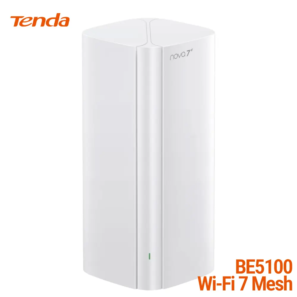Tenda ME6 Pro (1 Pack) BE5100 WiFi 7 Mesh WiFi System – Dual-Band, 1×2.5G & 2×1G Gigabit Ports, Ethernet Backhaul, EasyMesh, MLO, VPN, Seamless Roaming