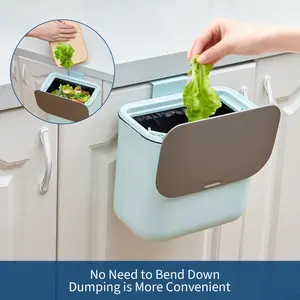 Garvee Odor-Free & Space-Saving Hanging Trash Can, 1.8/2.4 Gallon Compost Bin with Stainless Steel Lid, Cabinet Door Mount Design, Small Food Waste Bin for Kitchen, Bathroom, RV and Office, Ideal Mother’s Day Gift