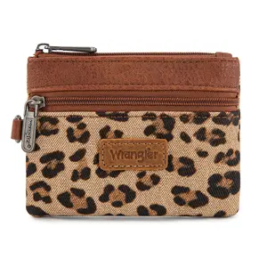 Wrangler Coin Purse for Women Leopard Print Wallets Change Pouch Minimalist Wristlet Purse