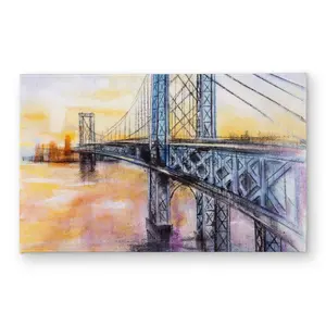 Begin Home Decor CODM21340EPV1E 21 x 34 in. Abstract Brooklyn Bridge Door Mat - Living Room - Indoor & Outdoor