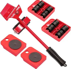 1 Set of 5 Furniture Lifters – Heavy Duty Furniture Mover Tools, Sofa Mover with 4 Sliders, Easy to Rearrange Living Space, Plastic & Carbon Steel, Home Organization, Office Accessories, Furniture Moving Kit