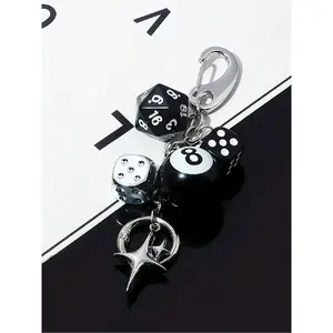 Dice-Shaped Alloy Keychain Jewelry, Fashionable Cute Design, Suitable for Car Keys, Backpack Pendants, Bag Decorations, Lightweight Durable Trendy Accessory