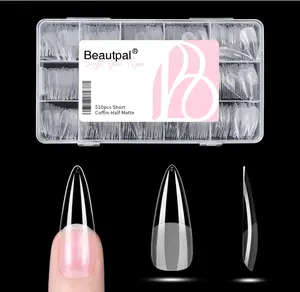 BEAUTPAL Long Stiletto Gel X Tips 510pcs Almond Press on Nails Pre-shape Almond Nail Tips for Full Cover Acrylic False Nails For Nail Extension Nail Art, DIY Salon 15 Sizes Soft Gel Nail Tips