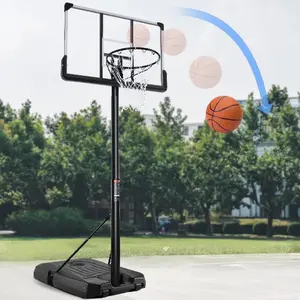44In Basketball Hoop Portable Basketball System with Adjustable Height with Big Backboard and Large Base for Youth Adults Family Indoor Outdoor Naipo