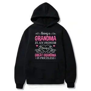 Soft Polyester Crew Neck Hoodie - Casual Short Sleeve Tee with "Being A Grandma Is An Honor A Great Grandma Is Priceless