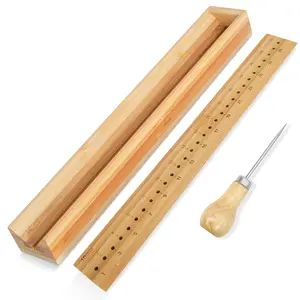 Book Binding Cradle,  Bookbinding Punching Cradle with an Awl,  Signature Punching Cradle with  Guide 10 mm Hole Spacing, Portable Book Binding Tools Kits for Book DIY Crafts