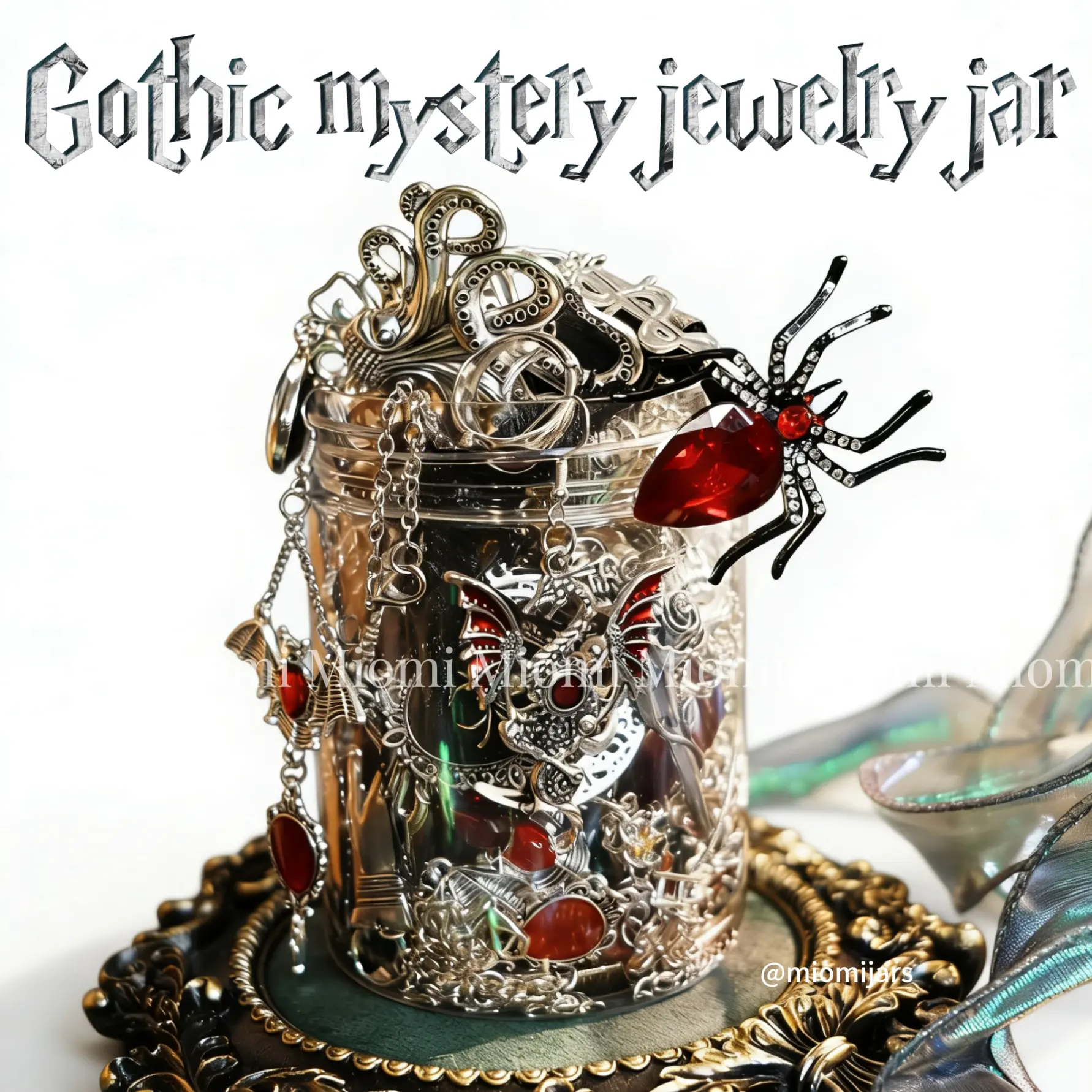 Miomi Gothic Witch Mystery Jewelry Jar Set - Costume Ring ecklaces Earrings for Decorative ,Unique Bi thday Gift SpringStatements, womens gifts, emo accessories ,gifts for girlfriend