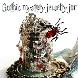 Miomi Gothic Witch Mystery Jewelry Jar Set - Costume Ring ecklaces Earrings for Decorative ,Unique Bi thday Gift SpringStatements, womens gifts, emo accessories ,gifts for girlfriend