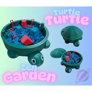 TURTLE SANDBOX ZEN GARDEN Sandbox for Your Desk and Office with Premium Moon Sand, Mini Beach Toys & Spill-Resistant Design